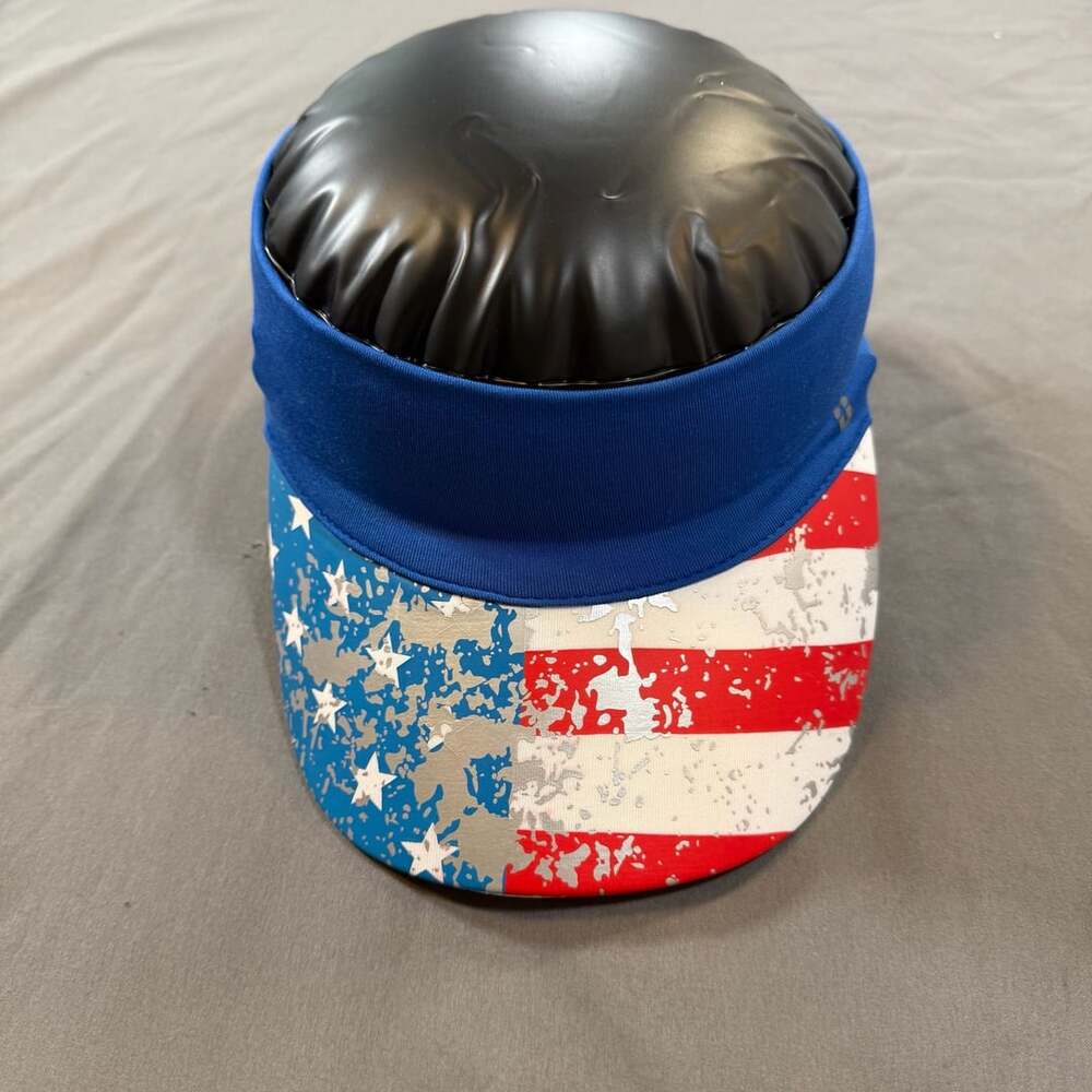 Blue American Flag Brim Performance Visor Red White Patriotic Golf Running